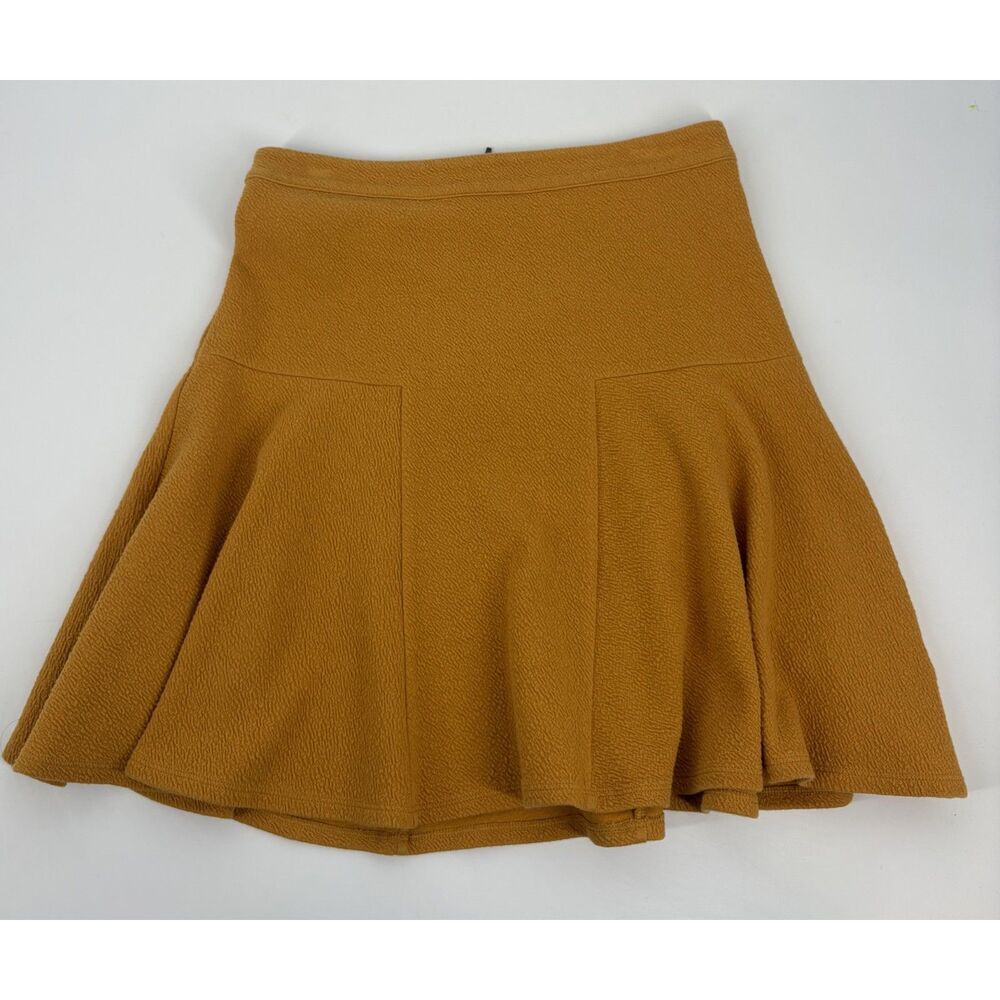 Anthropologie Maeve Mustard Yellow Drop-Waist Flounce Mini Skirt